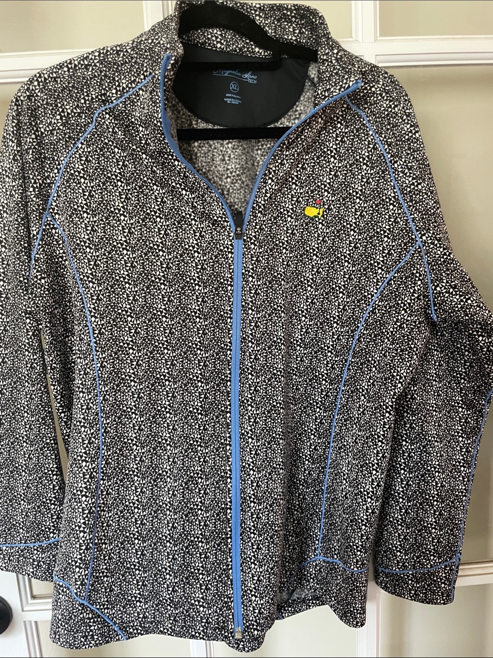 Masters Black & White Speckled Jacket with Light Blue Trim